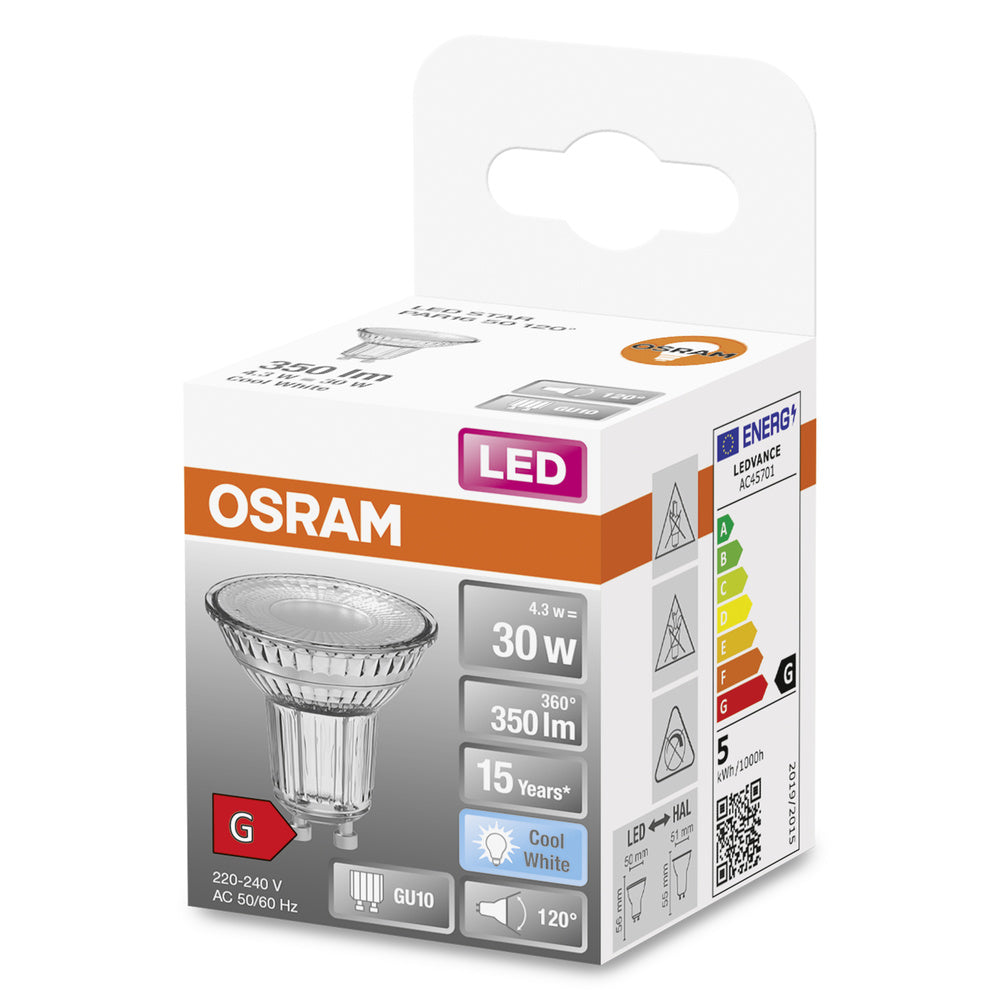 OSRAM LED Reflektor Lampe LED STAR PAR16 4.3W 840 GU10, 350 lm, 4000 K, Kaltweiß-LEDVANCE Shop