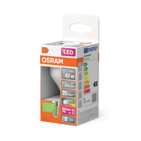 Lámparas LED OSRAM Retrofit RGBW con mando a distancia en forma de P, lámpara LED, mate, 4,9 W, (antes 40 W), 470 lm, blanco cálido, 2700 K, regulable, 25 000 h, CRI 80, mando a distancia