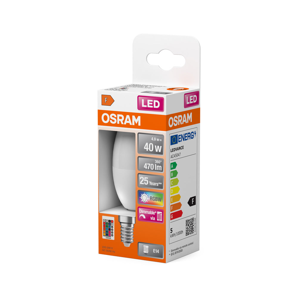 OSRAM LED Lampe LED Retrofit RGBW lamps with remote control 4.9W 827 Frosted E14, 470 lm, 2700 K, Warmweiß-LEDVANCE Shop