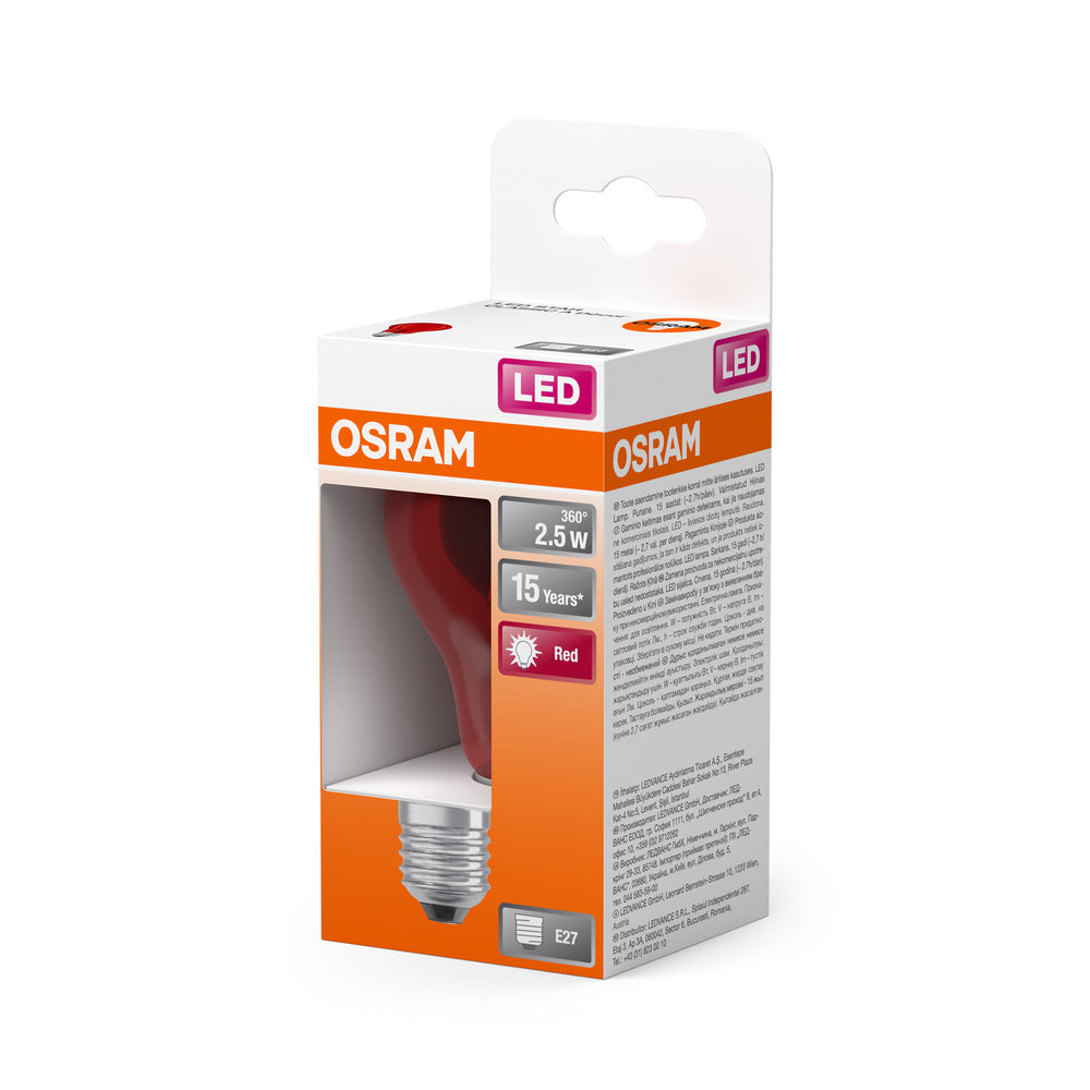 OSRAM LED Lampe LED STAR DÉCOR CLASSIC A 2.5W 510 Red E27, 45 lm, 1000 K, Rot-LEDVANCE Shop
