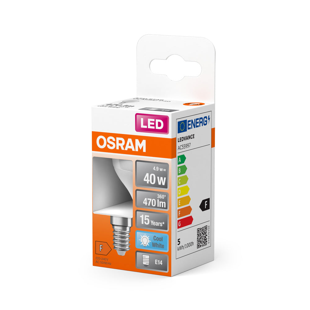 OSRAM LED Lampe LED STAR CLASSIC P 4.9W 840 Frosted E14, 470 lm, 4000 K, Kaltweiß-LEDVANCE Shop