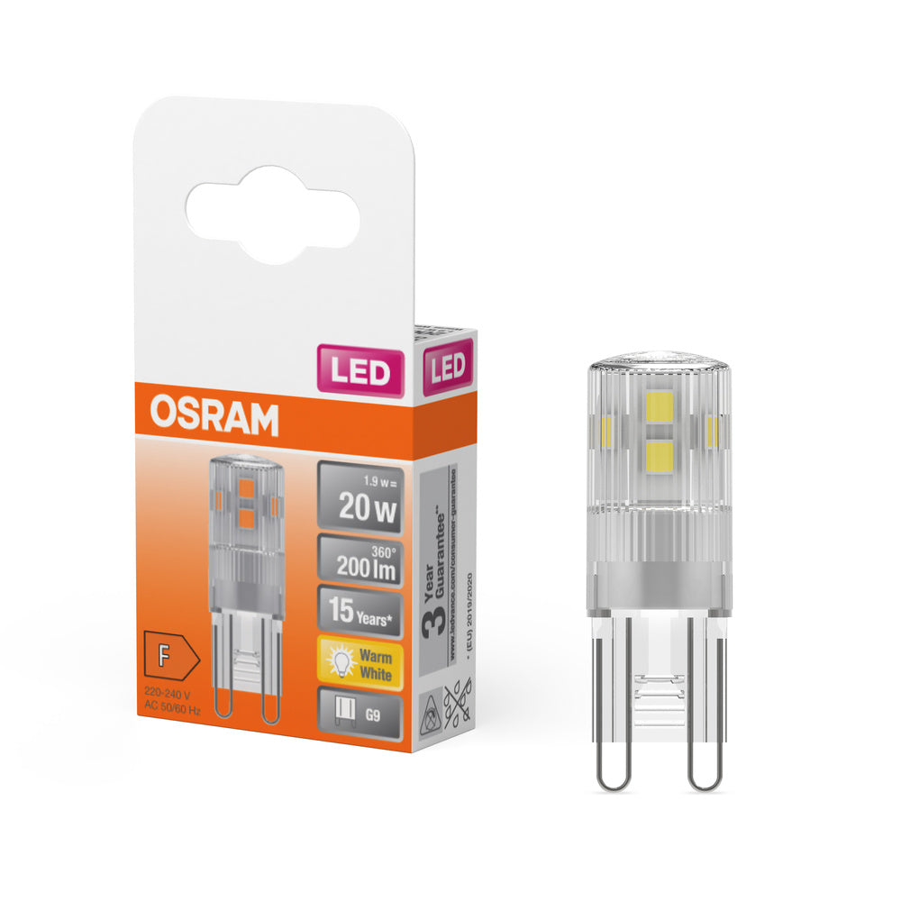 OSRAM LED Stiftsockellampe PIN 20 300° 1.9W 827 Clear G9 , Warmweiß-Leuchtmittel-LEDVANCE Shop