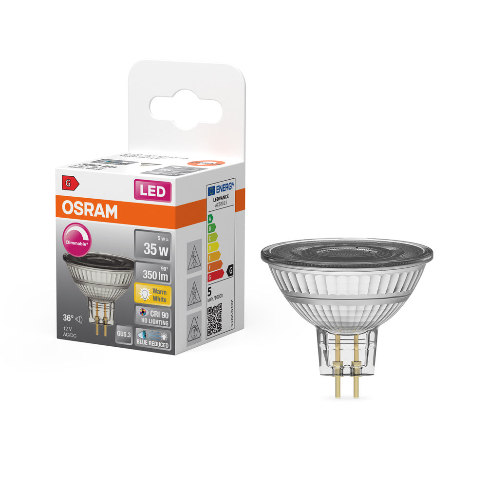 OSRAM Dimmbare LED Reflektor-Lampe LED SUPERSTAR + spot MR16 GL 35 DIM 5W/927 GU5.3 CRI90 , Warmweiß-Leuchtmittel-LEDVANCE Shop