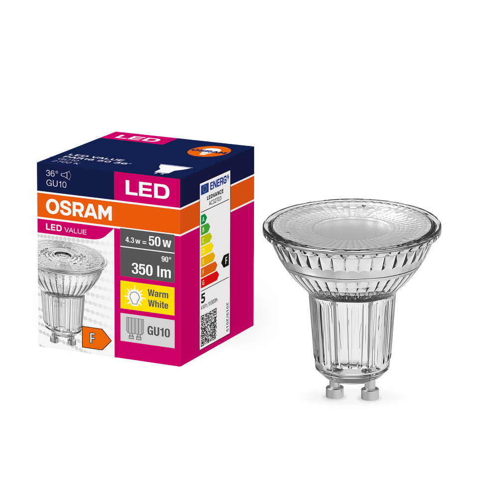 OSRAM LED Strahler Value PAR16 50 36° 4.3W 827 GU10 , Warmweiß-Leuchtmittel-LEDVANCE Shop