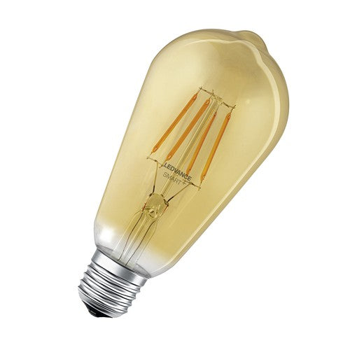 LEDVANCE Smarte LED-Lampe mit ZigBee, Sockel E27, dimmbar, warmweiß (2400K), Goldene Edisonform, Klares Filament, Ersatz für 55W-Glühbirnen, steuerbar mit kompatiblen Systemen wie Alexa, Google etc.-Leuchtmittel-LEDVANCE Shop