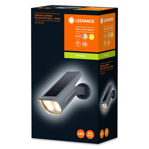 LEDVANCE Gartenleuchte solar LED: für Wand/Boden, ENDURA GARDEN SPOT / 0,50 W, 3.6 V, Warm weiß, 3000 K, Gehäusematerial: Plastik, IP44-Außenwandleuchten-LEDVANCE Shop