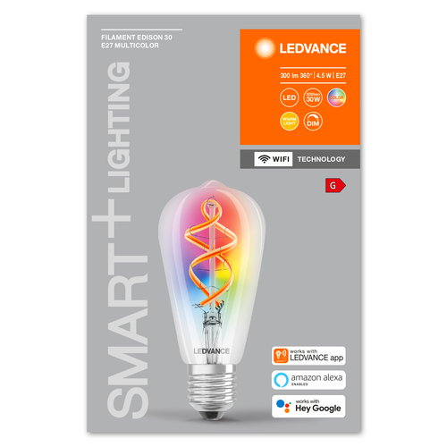 LEDVANCE Wifi SMART+ LED-Lampe Filament Edison 30 RGBW mehrfarbig (ex 60W) 4,5W E27-Leuchtmittel-LEDVANCE Shop