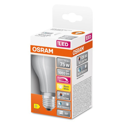 OSRAM Dimmbare LED-Lampe LED SUPERSTAR+ CL A GL FR 75 dim 7,5W/927 E27 CRI90 BOX, E27 , Warmweiß-Leuchtmittel-LEDVANCE Shop