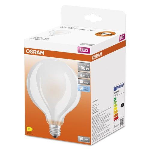 OSRAM LED Retrofit CLASSIC GLOBE95 Lampe matt (ex 100W) 11W / 4000K Kaltweiß E27-Leuchtmittel-LEDVANCE Shop