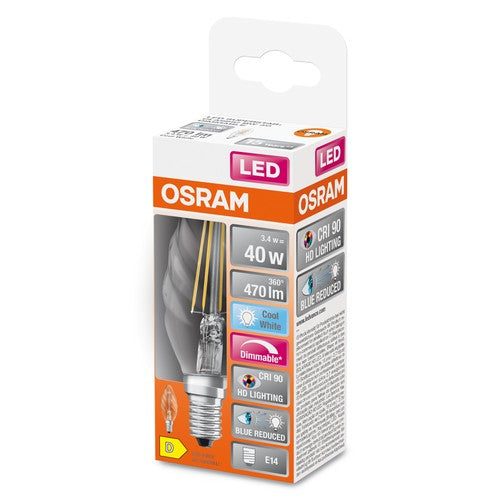 OSRAM Dimmbare LED-Lampe LED SUPERSTAR+ CL BW FIL 40 dim 3,4W/940 E14 CRI90 BOX , Kaltweiß-Leuchtmittel-LEDVANCE Shop