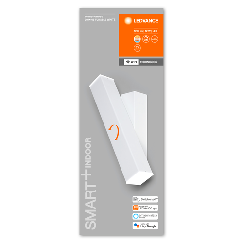 LEDVANCE WiFi SMART+ ORBIS CROSS LED Wandleuchte 30,9x10,6cm Tunable Weiß 12W / 2700-6500K weiß-Wandleuchten-LEDVANCE Shop