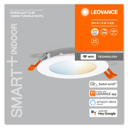 LEDVANCE Wifi SMART+ RECESS SLIM DOWNLIGHT Ø 120mm TW 8W Tunable White, 3000…6500K-Einbaustrahler & Spots-LEDVANCE Shop