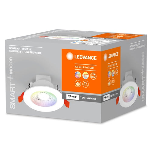 LEDVANCE Wifi SMART+ SMART RECESS DOWNLIGHT Deckenleuchte Ø 86mm, RGB 4W, 220…240 V, Tunable White, 3000…6500K-Einbaustrahler & Spots-LEDVANCE Shop