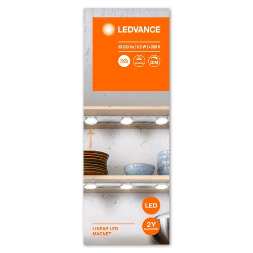 LEDVANCE LINEAR LED MAGNET 64,5cm, 3er Unterbauleuchte Sensor dimmbar 9,5W / 4000K Kaltweiß-Unterbauleuchten-LEDVANCE Shop