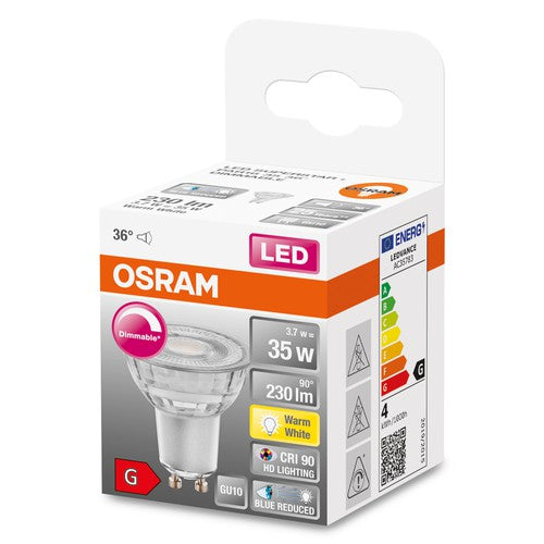 OSRAM Dimmbare LED Reflektor-Lampe LED SUPERSTAR + spot PAR16 GL 35 DIM 3,7W/927 CRI90 GU10 , Warmweiß-Leuchtmittel-LEDVANCE Shop