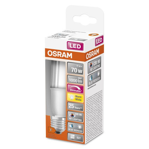OSRAM Dimmbare LED-Lampe LED SUPERSTAR+ CL STICK FR 75 DIM 11W/827 E27 CRI90 BOX, E27 , Warmweiß-Leuchtmittel-LEDVANCE Shop