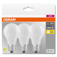 OSRAM LED BASE CLASSIC A Lampe matt (ex 75W) 7,5W / 2700K Warmweiß E27, 3er Pack-Leuchtmittel-LEDVANCE Shop