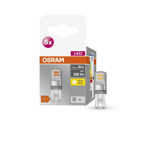 OSRAM LED Stiftsockellampe BASE PIN G9 CL20 non-dimmable 1.9W , Warmweiß 5er Pack-Leuchtmittel-LEDVANCE Shop