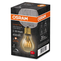 OSRAM Vintage 1906 LED-Lampe, Gold-Tönung, 4,8W, 400lm , Warmweiß , E27-Leuchtmittel-LEDVANCE Shop