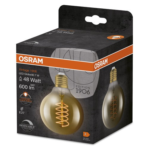 OSRAM Vintage 1906 LED-Lampe, Gold-Tönung, 7W, 600lm , Warmweiß , E27-Leuchtmittel-LEDVANCE Shop