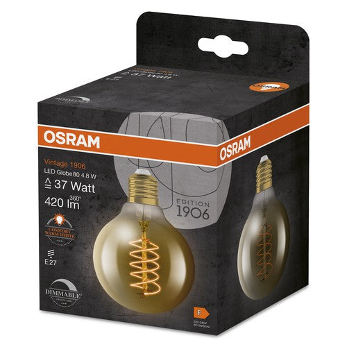 OSRAM Vintage 1906 LED-Lampe, Gold-Tönung, 4,8W, 420lm , Warmweiß , E27-Leuchtmittel-LEDVANCE Shop
