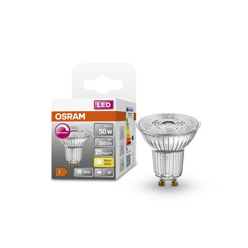 OSRAM Dimmbare PAR16 LED Reflektorlampe Warmweiß (2700K) hoher Farbwiedergabeindex mit CRI90, Ersatz für herkömmliche 50W Spots GU10-Leuchtmittel-LEDVANCE Shop