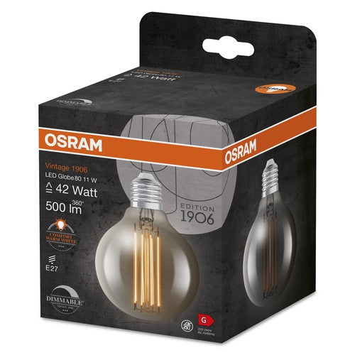 OSRAM Vintage 1906 LED-Lampe, Smoke-Tönung, 11W, 500lm , Warmweiß , E27-Leuchtmittel-LEDVANCE Shop