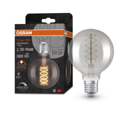 OSRAM Vintage 1906 LED-Lampe, Smoke-Tönung, 7,8W, 360lm , Warmweiß , E27-Leuchtmittel-LEDVANCE Shop