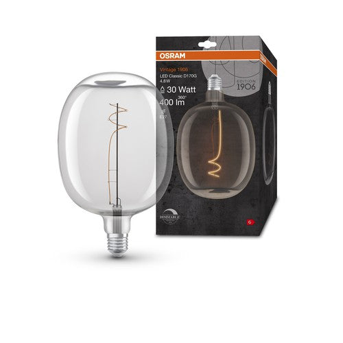 OSRAM Vintage 1906 LED-Lampe, Weißglas, 4,8W, 400lm, E27 , Warmweiß , E27-Leuchtmittel-LEDVANCE Shop