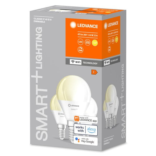 LEDVANCE SMART+ WIFI LED-Lampe, weiß, 4,9W, 470lm, 3-Pack, Kolbenform-Leuchtmittel-LEDVANCE Shop
