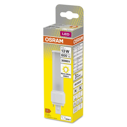 OSRAM DULUX D LED EM & AC MAINS LED-Röhre 14,8cm (ex 13W) 6W / 3000K Warmweiß G24d-1-Leuchtmittel-LEDVANCE Shop