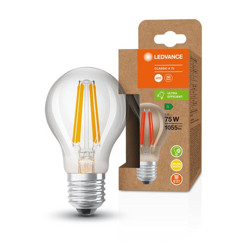 LED Lampe Energieeffizienzklasse A Filament Classic klar, 5W/3000K, E27-Leuchtmittel-LEDVANCE Shop