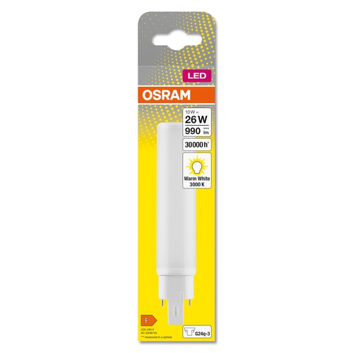 OSRAM DULUX D/E S LED-Röhre 2-Pins 17cm (ex 26W) 10W / 3000K Warmweiß G24q-3-Leuchtmittel-LEDVANCE Shop