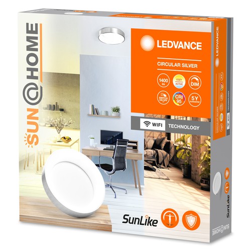 LEDVANCE SUN@HOME Deckenleuchte, 450mm, silber, 18,5W, 500lm-Deckenleuchten-LEDVANCE Shop