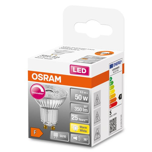 OSRAM LED SUPERSTAR PAR16 LED Spot dimmbar (ex 50W) 4,5W / 2700K Warmweiß GU10-Leuchtmittel-LEDVANCE Shop