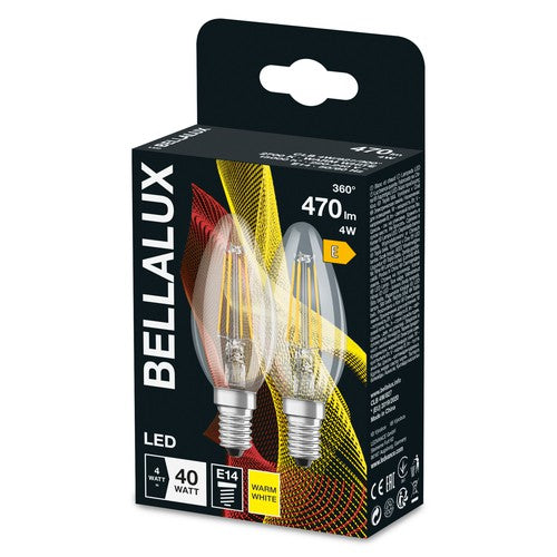 BELLALUX LED-Lampe, Sockel: E14, Warm White, 2700 K, 4 W, Ersatz für 40-W-Glühbirne, klar, ST CLAS B-Leuchtmittel-LEDVANCE Shop