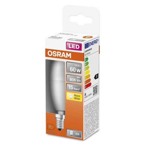 OSRAM LED Star LED Lampe Kerzenform matt (ex 60W) 7,5W / 2700K Warmweiß E14-Leuchtmittel-LEDVANCE Shop