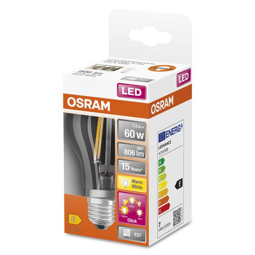 OSRAM LED 3-Stufen dimmbar Classic A LED Lampe (ex 60W) 7W / 2700K Warmweiß E27-Leuchtmittel-LEDVANCE Shop