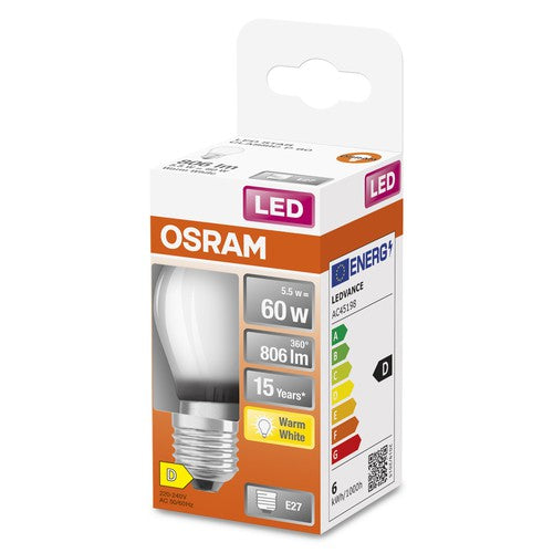 OSRAM LED Retrofit Classic P LED Lampe matt (ex 60W) 5,5W / 2700K Warmweiß E27-Leuchtmittel-LEDVANCE Shop