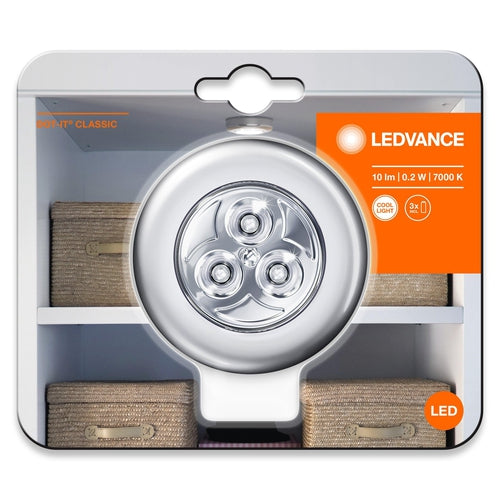 LEDVANCE Batteriebetriebene Leuchte LED: für Wand, DOT-it® / 0,23 W, 4.5 V, Ausstrahlungswinkel: 70°, Cool White, 7000 K, Gehäusematerial: Acrylnitril-Butadien-Styrol-Copolymer (ABS), IP20-LEDVANCE-LEDVANCE Shop